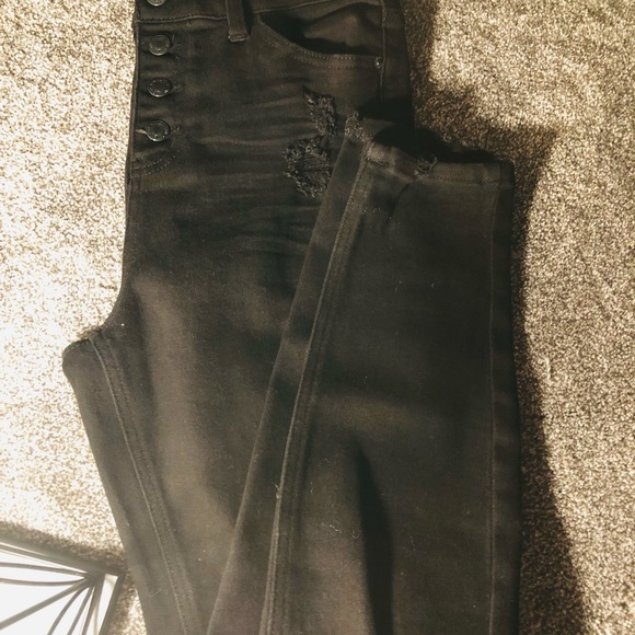 BLACK VANILLA STAR high rise Jeggings! Destructed Sz 9 - Picture 11 of 15